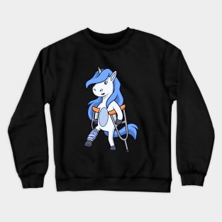 On crutches - cartoon unicorn Crewneck Sweatshirt